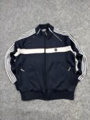 K-Swiss x Adidas Style Track Jacket | Navy White Stripe Zip Jacket | Size L