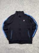 Fila Track Jacket | Black Blue Full Zip Sports Jacket | Size L