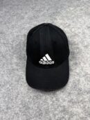 Adidas Black Logo Dad Cap | White Embroidered Adidas Three Stripes Hat | Adjustable Black Baseball Cap