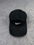Nike Black Swoosh Dad Cap | Classic White Embroidered Nike Baseball Hat | Adjustable Black Cap