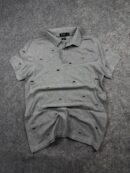 Polo Ralph Lauren Custom Fit Grey All-Over Embroidered Polo Shirt M/L | Flag Pattern
