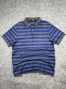 Polo Golf Ralph Lauren Blue Grey Striped Pro Fit Polo Shirt | Size XL