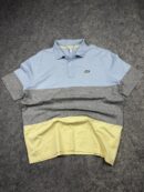 Lacoste LIVE Color Block Polo T-Shirt | Blue Grey Yellow Polo Shirt | Size L/XL