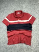 Lacoste Slim Fit Color Block Polo T-Shirt | Red Navy White Stripe Polo | Size M