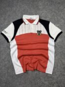 EXR 55 Color Block Performance Polo T-Shirt | White Coral Navy Sports Polo | Size L