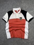 EXR 55 Color Block Performance Polo T-Shirt | White Coral Navy Sports Polo | Size M