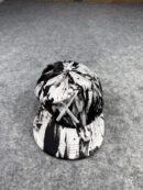 Sfry Cap Black & White Paint Splash Snapback | Cross X Logo | Abstract Art Streetwear | Size S