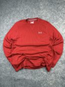 Under Armour ColdGear Red Waffle Knit Long Sleeve T-Shirt L/XL Stretch Performance