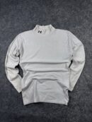 Under Armour White Mock Neck Compression T-Shirt (L) | Stretch Long Sleeve Gym Activewear