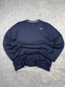 Nike Dri-FIT Navy Blue Long Sleeve T-Shirt (3XL) | Stretch Gym Sports Activewear