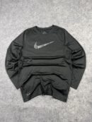 Nike Dri-FIT Black Long Sleeve T-Shirt Big Swoosh (S / Tag XL) | Stretch Gym Activewear
