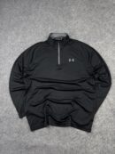 Under Armour 1/4 Zip Performance Pullover (L) | Black Training Gym Sweatshirt – Loose Fit