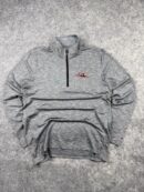 Champion 1/4 Zip Performance Pullover (M) | Grey Athletic Gym Sweatshirt – Stretch Fit