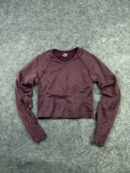 Women’s Cropped Long Sleeve Workout Top - Maroon Heather - Size S