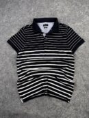 Massimo Dutti Striped Polo Shirt | Navy White Premium Cotton Polo | Size XS