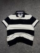 Tommy Hilfiger Striped Polo Shirt | Navy White Rugby Stripe Polo | Size XL