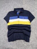 Noton Ivy League Striped Polo Shirt Navy Blue | Premium Cotton Polo | Size M