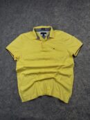 Tommy Hilfiger Yellow Polo Shirt | Premium Cotton Polo Tee | Size L