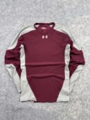 Under Armour HeatGear Compression Long Sleeve Baselayer Burgundy Grey Men’s M