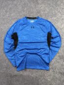 Under Armour HeatGear Compression Long Sleeve Shirt Blue Black Men’s XL