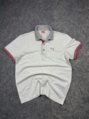 Puma White Gray Performance Polo Shirt Men M Golf Casual