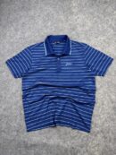 Asics Striped Performance Polo Shirt Blue Golf Sports Tee Size M