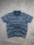 The North Face Striped Polo Shirt XL Blue Performance Tee