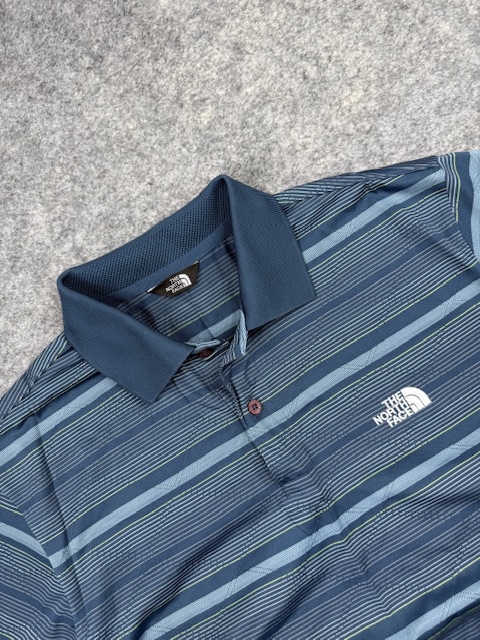 The North Face Striped Polo Shirt XL Blue Performance Tee The North Face Striped Polo Shirt XL Blue Performance Tee - Image 2