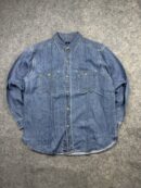 UNIQLO Chambray Denim Button-Up Shirt Size L Dual Pocket