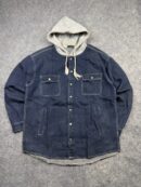 HOTPING Hooded Denim Overshirt Jacket Size XL
