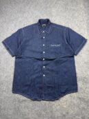 SSAMZIE SPORT Dark Indigo Denim Short Sleeve Button-Up Shirt Size XXL