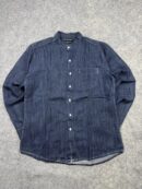 N.J. Clothing Company Urban Garment Dark Indigo Band Collar Denim Shirt Size L