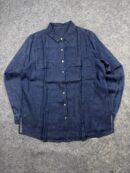 Minimalist Dark Indigo Denim Shirt Dual Pocket Long Sleeve Size L