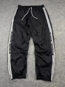 Fila Biella Italia Windbreaker Track Pants Men’s Large Black Mesh Lined Zip Ankle