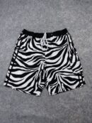 Zebra Print Cargo Swim Shorts – Black & White L