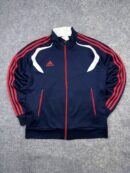Adidas Climalite Track Jacket Navy Red Full Zip 3 Stripe Training Soccer Large