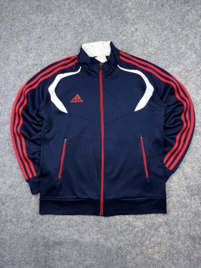 Adidas Climalite Track Jacket Navy Red Full Zip 3 Stripe Training Soccer Large