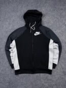 Nike Sportswear Full Zip Hoodie Black Grey White Fleece Sweatshirt Small Medium