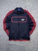 Adidas Originals Trefoil 3-Stripes Track Jacket Black Red Full Zip Fleece XS