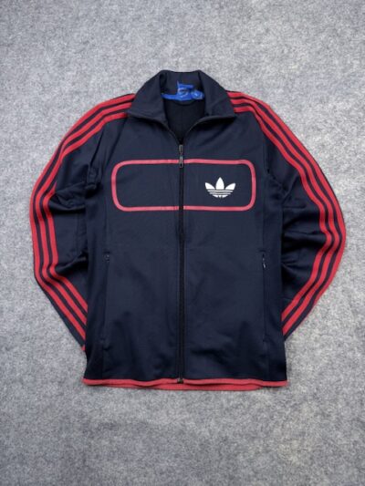 Adidas Originals Trefoil 3-Stripes Track Jacket Black Red Full Zip Fleece XS