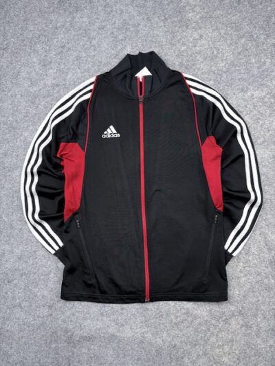 Adidas 3-Stripes Track Jacket Black Red Full Zip Athletic Soccer Jacket S/M