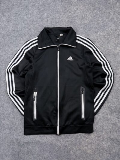 Adidas Black 3 Stripe Track Jacket Full Zip Zip Pocket Athletic Sports Jacket Men’s XS