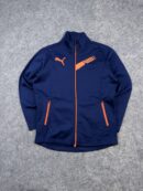 Puma Navy Orange Full Zip Track Jacket Sports Athletic Training Jacket Kids XS (160)