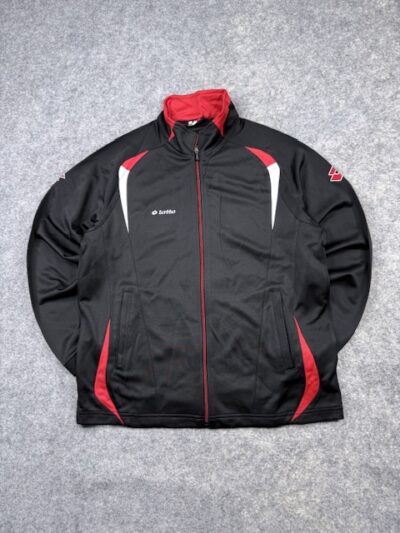 Lotto Black Red Full Zip Track Jacket Men’s L Athletic Sports Training Jacket