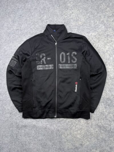 Reebok R-01S Black Full Zip Track Jacket Men’s L Athletic Sports Jacket Zip Pockets