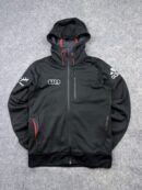 Adidas x Audi Black Full Zip Hooded Softshell Jacket Men’s M Performance Hoodie Zip Pockets