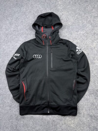 Adidas x Audi Black Full Zip Hooded Softshell Jacket Men’s M Performance Hoodie Zip Pockets