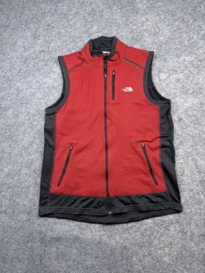 The North Face WindStopper Red Black Full Zip Soft Shell Vest Men’s M Outdoor Hiking Running
