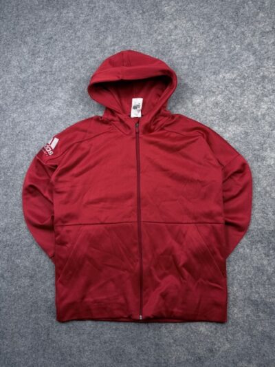 Adidas Red Full Zip Hooded Training Jacket Men’s S M Athletic Gym Hoodie Performance