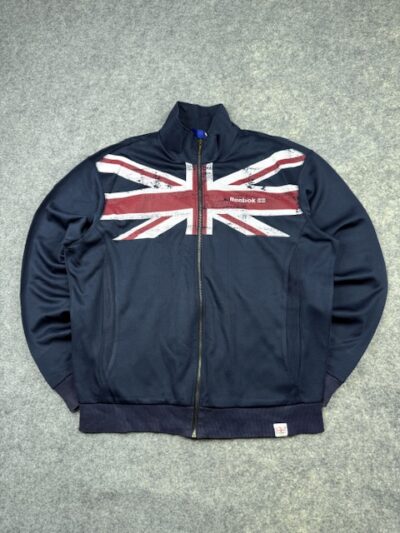 Reebok Classics Union Jack Full Zip Track Jacket Men’s XXL Navy Great Britain Flag Retro Sportswear